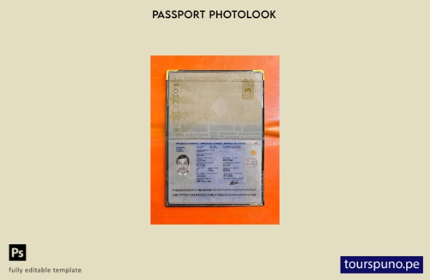 Plantilla de aspecto fotográfico para pasaporte de Kosovo lista para imprimir